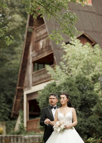 Beyaz Straplez A Kesim Gelinlik - Görsel 7