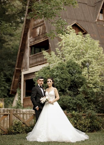 Beyaz Straplez A Kesim Gelinlik - Görsel 3