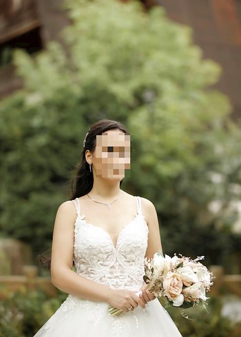 Beyaz Straplez A Kesim Gelinlik - Görsel 6