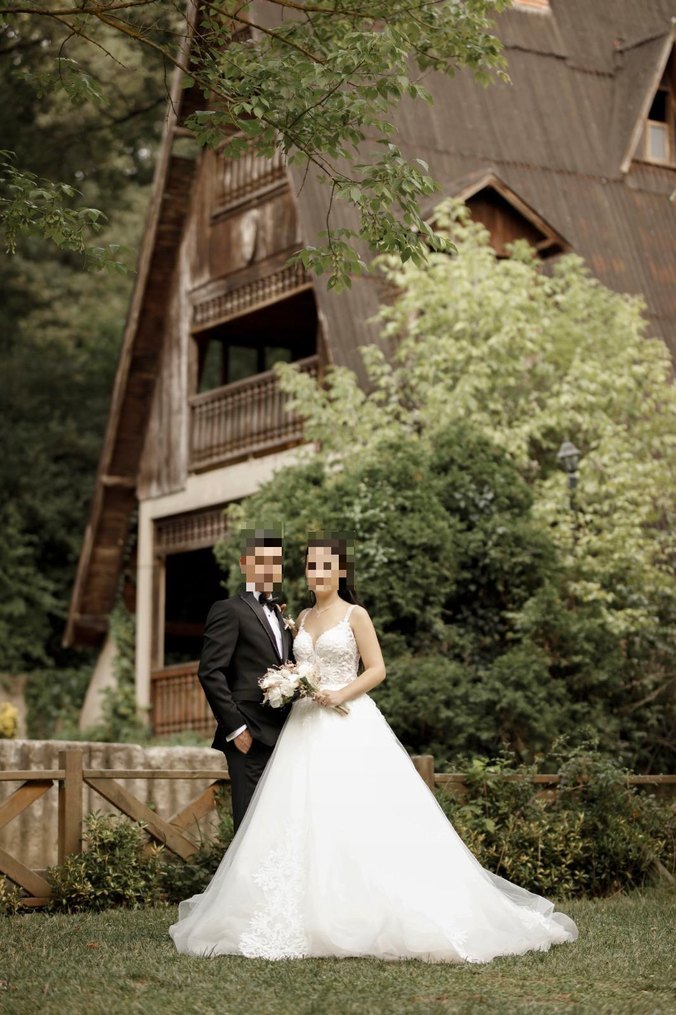 Beyaz Straplez A Kesim Gelinlik - Görsel 3