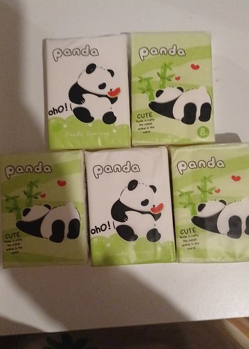 Renkli Panda Temalı Çocuk Mendilleri