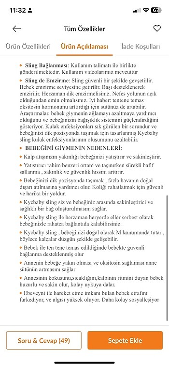 Beden gri Renk Kyc baby sling kanguru