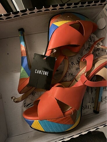 Canzone mercan rengi topuklu ayakkabı - Görsel 7