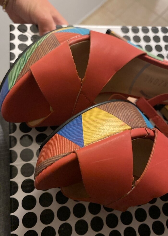 Canzone mercan rengi topuklu ayakkabı - Görsel 3