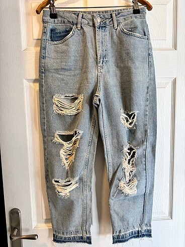 Topshop destroylu Denim pantolon