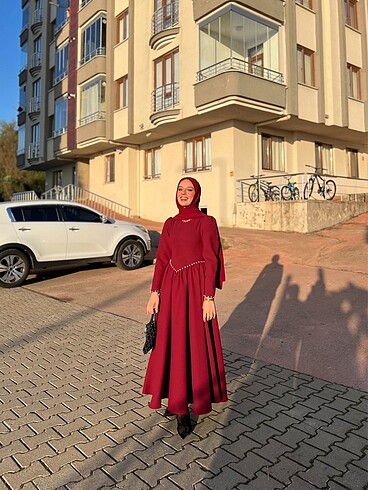 Bordo özel dikim abiye