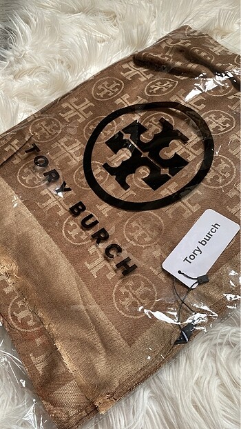 Tory Burch Tory Burch kahverengi ithal yün ipek şal