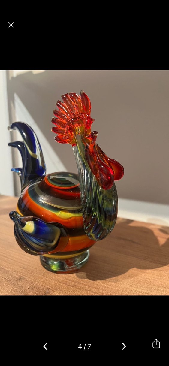 Renkli Murano Cam Horoz Figürü - Görsel 2