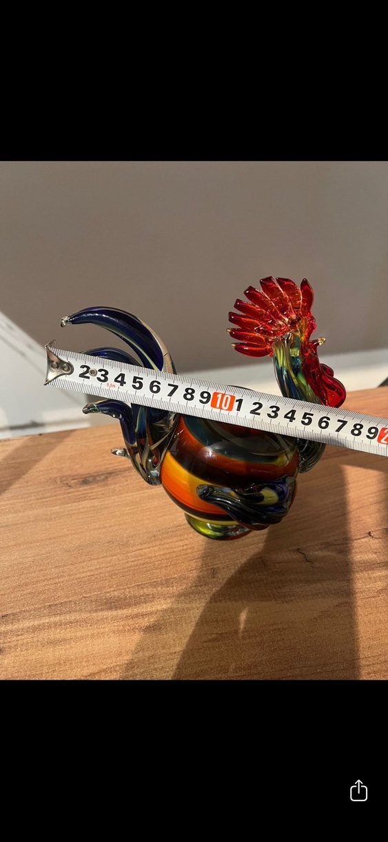 Renkli Murano Cam Horoz Figürü - Görsel 4