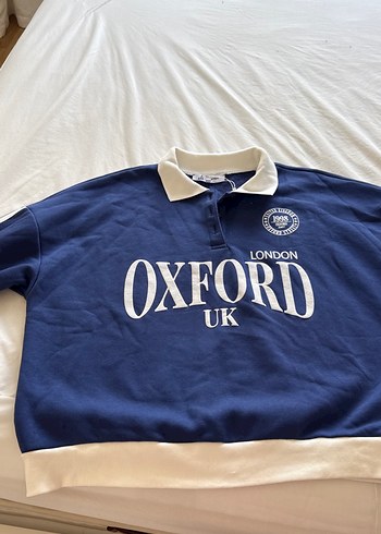 Mavi Pamuklu Oxford Baskılı Kadın Sweatshirt