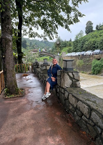 Uzun Mavi Denim Kadın Yağmurluk - Görsel 4