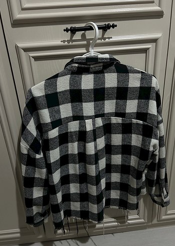 Gri Ekose Uzun Kollu Salaş Kadın Gömlek - Görsel 3