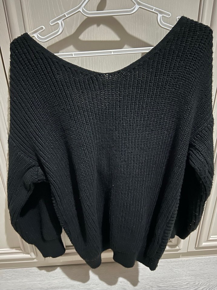 Siyah Kadın Triko Uzun Kollu Kazak - Görsel 2