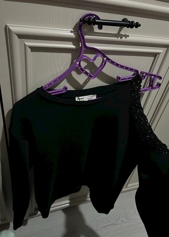 Kız Siyah Zincir Detaylı Uzun Kollu Sweatshirt - Görsel 2