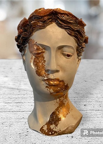Bronz varanklı Hellen Yüz Figürin Saksı