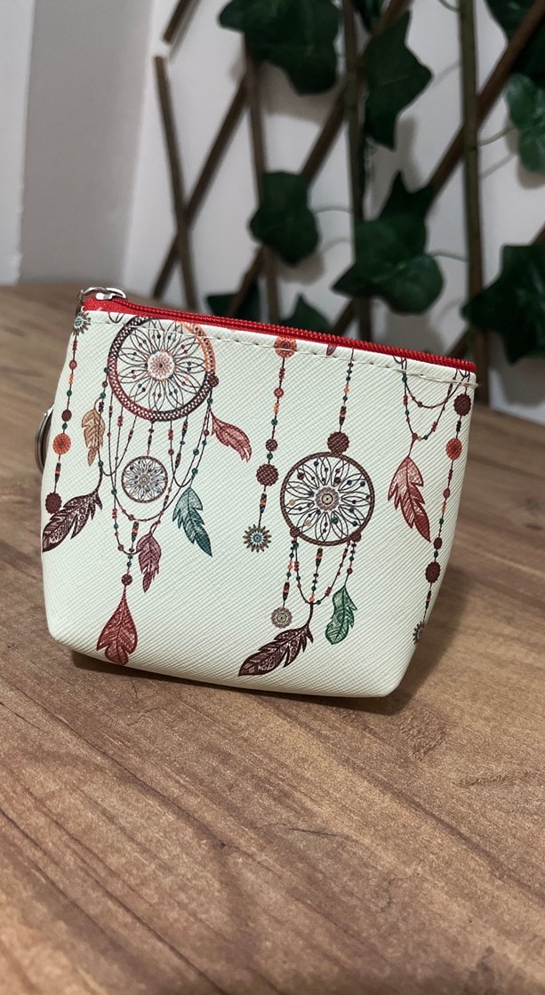 Turkuaz Bohem Desenli Fermuarlı Kadın Cüzdanı - Görsel 2