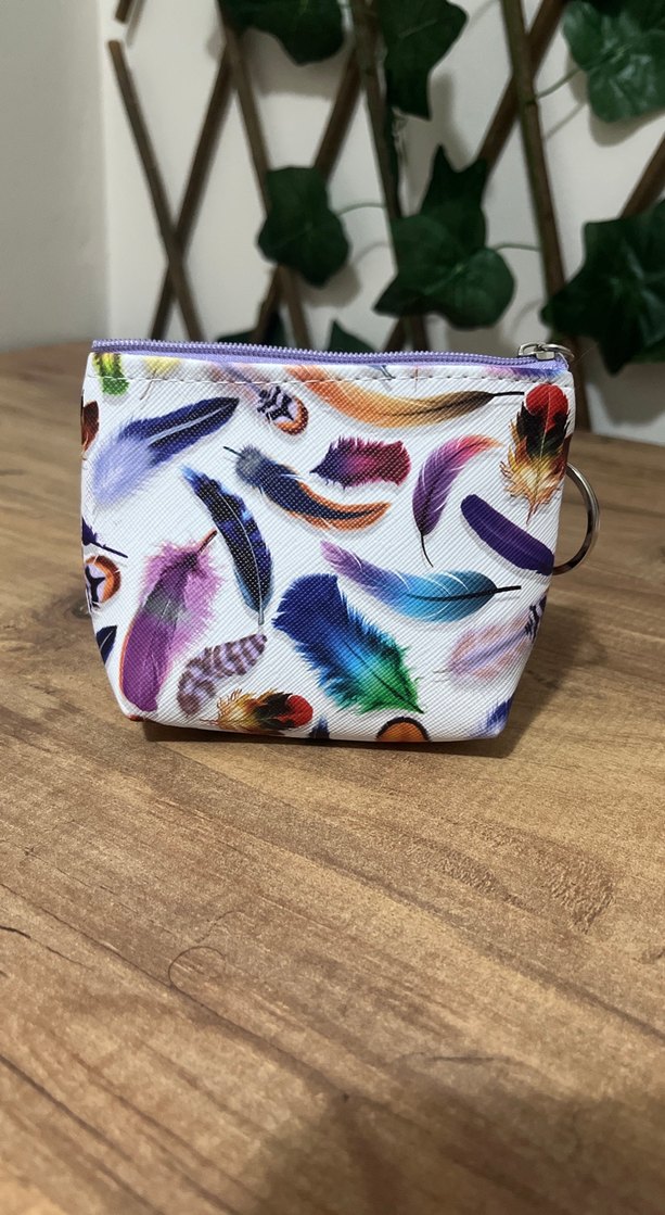 Renkli Tüy Desenli Fermuarlı Kadın Cüzdan - Görsel 2