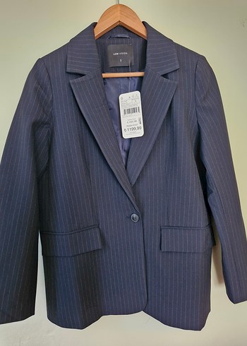 Lacivert Çizgili Kadın Blazer Ceket