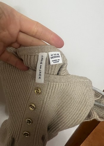 Janie and Jack Kız Çocuk Bej Örgü Askılı Simli Üst - Görsel 3