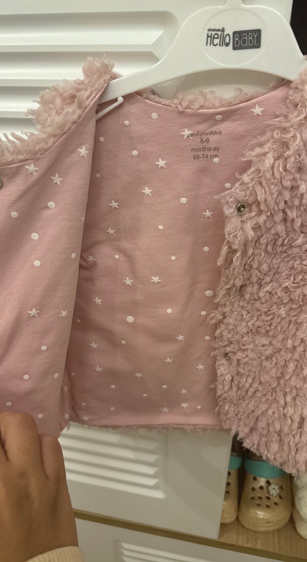 Kız Çocuk Pembe Kürk Detaylı Yelek - Görsel 2