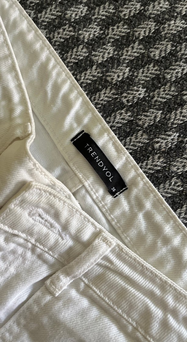 Beyaz Midi Kadın Kot Pantolon - Görsel 2