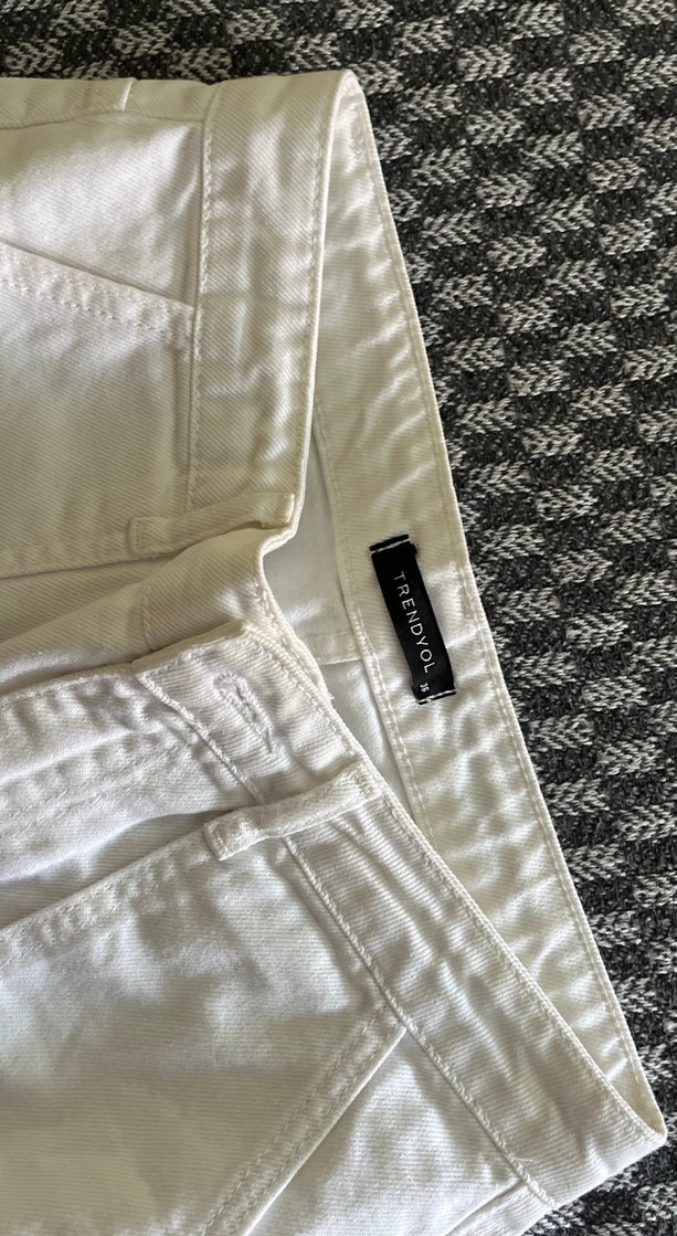 Beyaz Midi Kadın Kot Pantolon - Görsel 3