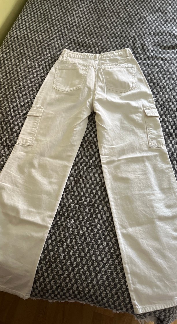 Beyaz Midi Kadın Kot Pantolon - Görsel 4