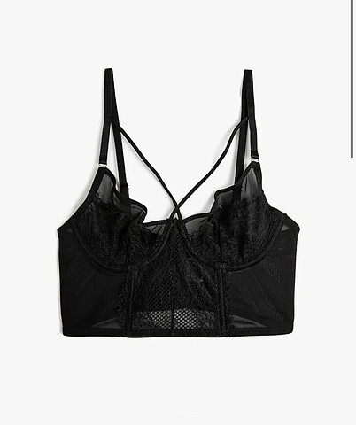 İp detaylı dantel bralet