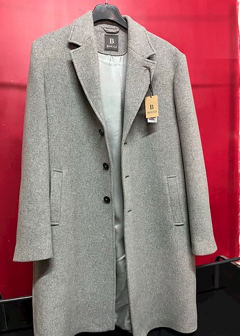 Gri Düğmeli Erkek Midi Kaban - Görsel 3