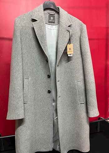 Gri Düğmeli Erkek Midi Kaban - Görsel 4