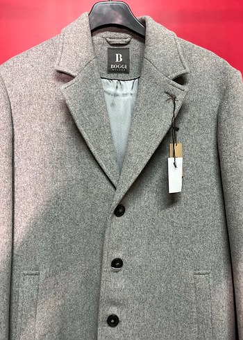 Gri Düğmeli Erkek Midi Kaban - Görsel 2