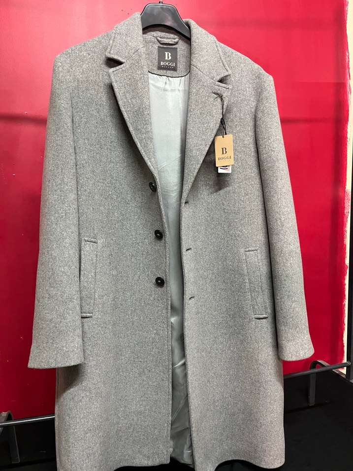 Gri Düğmeli Erkek Midi Kaban - Görsel 4