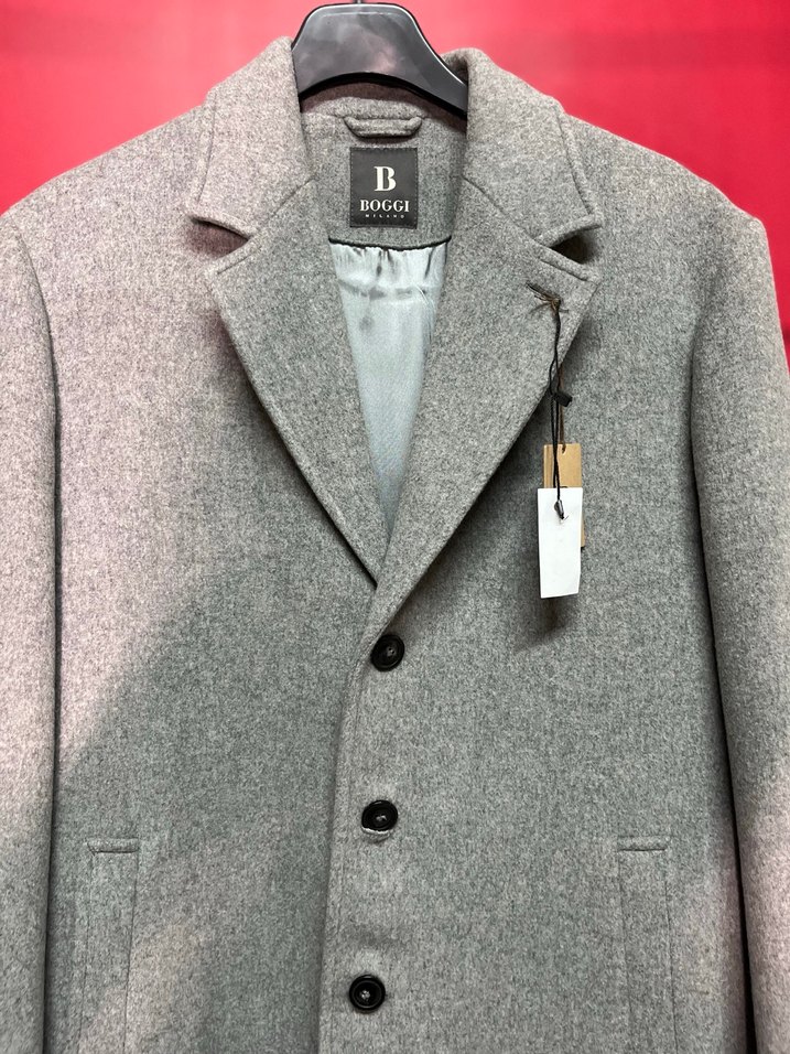 Gri Düğmeli Erkek Midi Kaban - Görsel 2