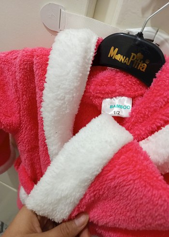 Kız Çocuk Pembe Kapşonlu Bornoz - Görsel 5