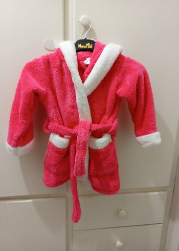 Kız Çocuk Pembe Kapüşonlu Bornoz - Görsel 4