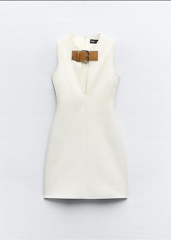 Kemer Detaylı Beyaz Elbise - Görsel 2