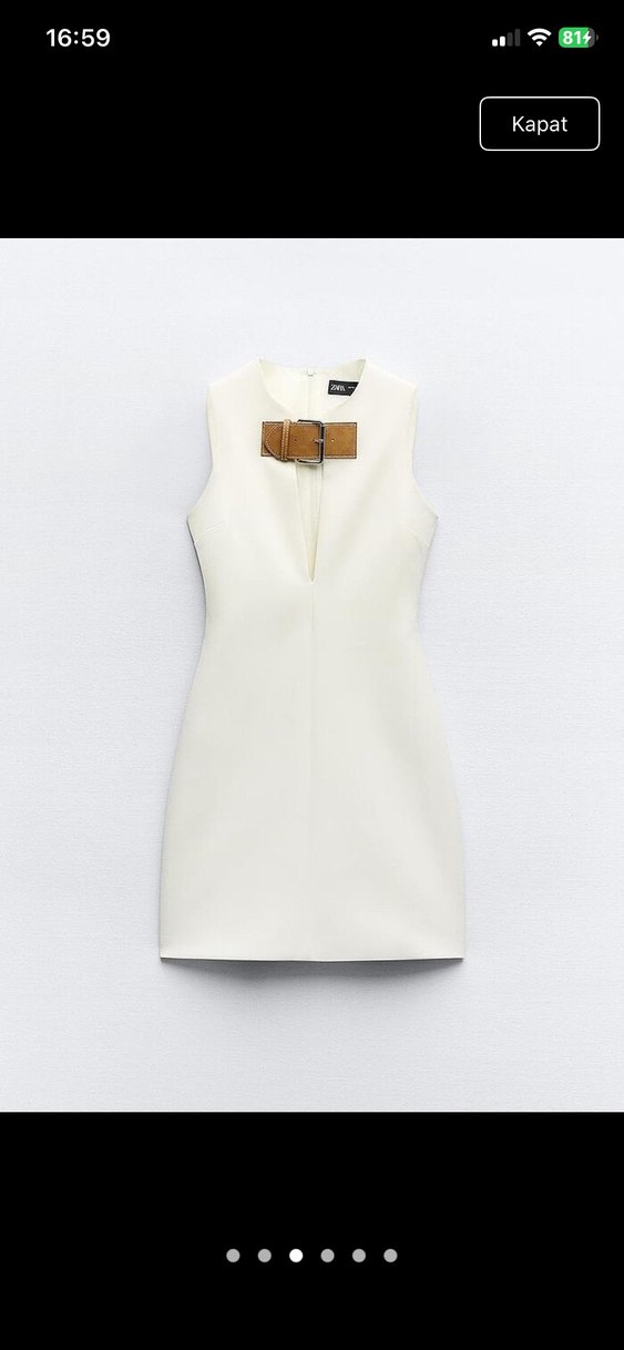 Kemer Detaylı Beyaz Elbise - Görsel 2