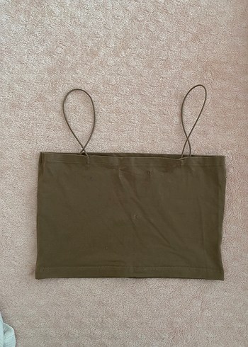 Kadın Bej İnce Askılı Crop Top