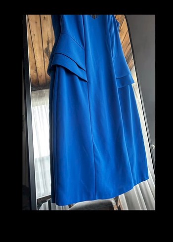 Zincir Detaylı Mavi Uzun Abiye Elbise - Görsel 2