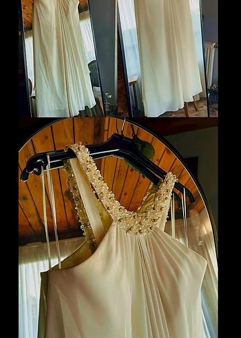 Beyaz Uzun Askılı Bohem elbise - Görsel 3