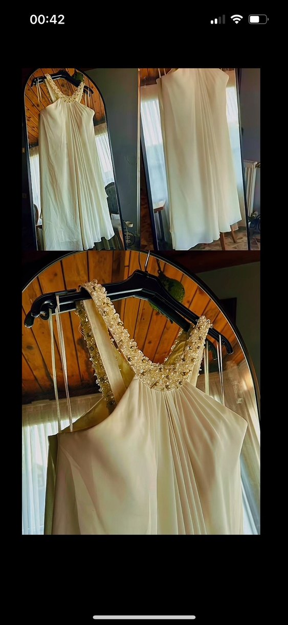 Beyaz Uzun Askılı Bohem elbise - Görsel 3