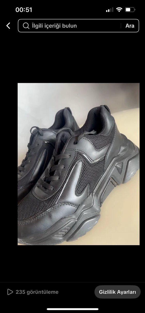 Siyah Bağcıklı Kadın Spor Ayakkabı - Görsel 3