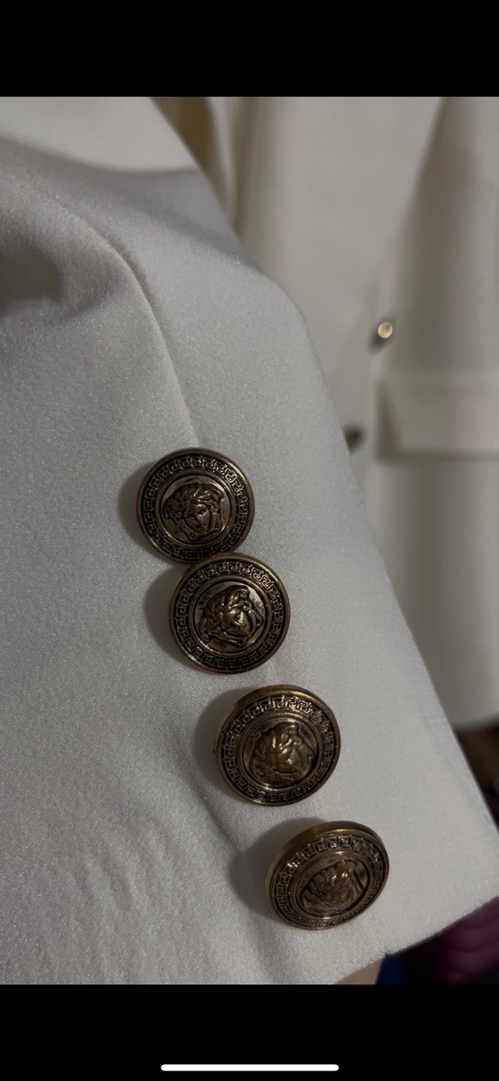 Düğmeli Beyaz Kadın Blazer Ceket - Görsel 2