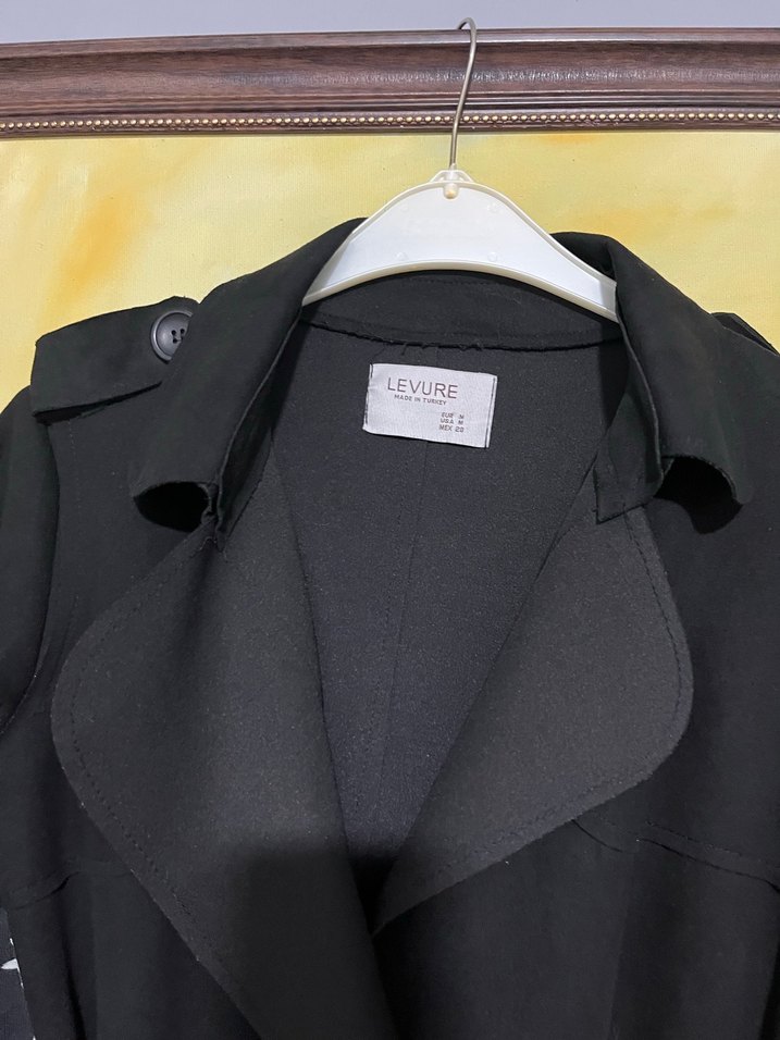 Kemerli Siyah Kadın Trençkot - Görsel 4