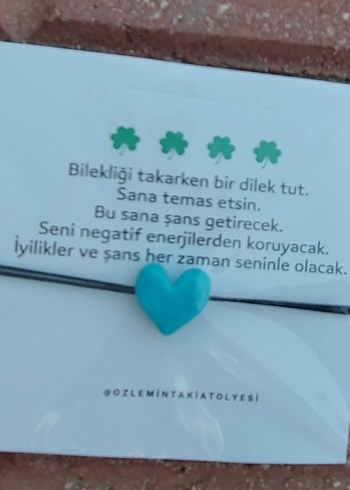 Turkuaz Kalp Figürlü Kadın Bileklik