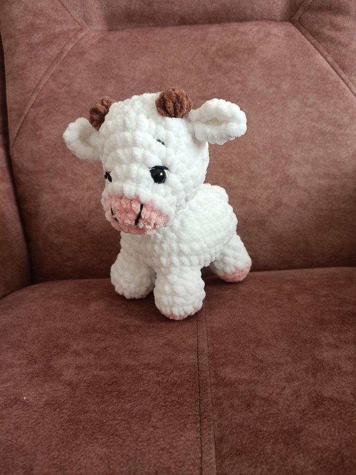 Beyaz Peluş İnek Oyuncak - Görsel 4