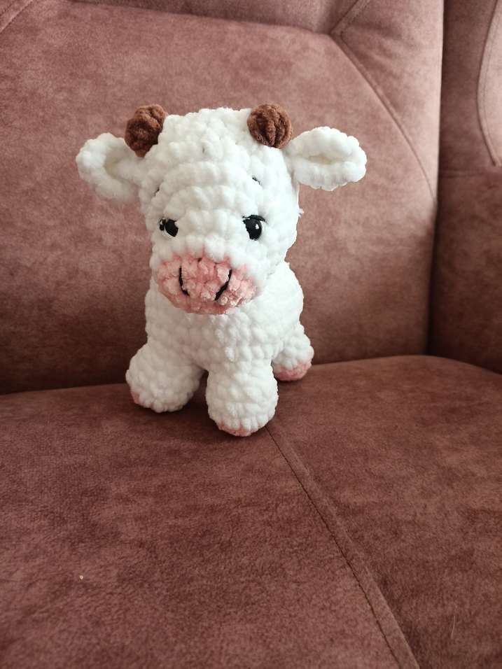 Beyaz Peluş İnek Oyuncak - Görsel 5