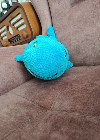 Mavi Yumuşak Balina Peluş Oyuncak - Görsel 5