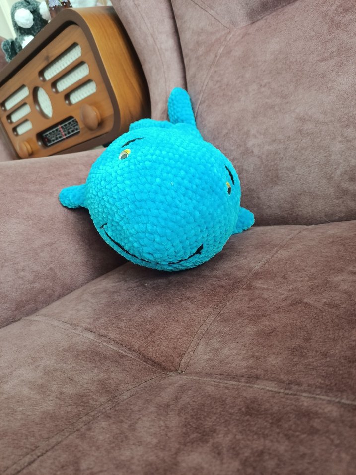 Mavi Yumuşak Balina Peluş Oyuncak - Görsel 5