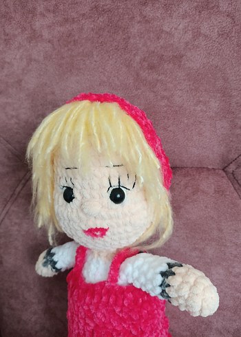 Pembe Örgü Bebek Oyuncak Maşa - Görsel 2